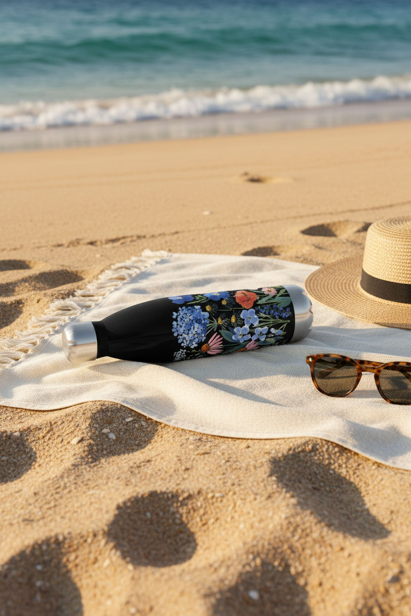 Dark Wildflower Bottle — Beach Scene