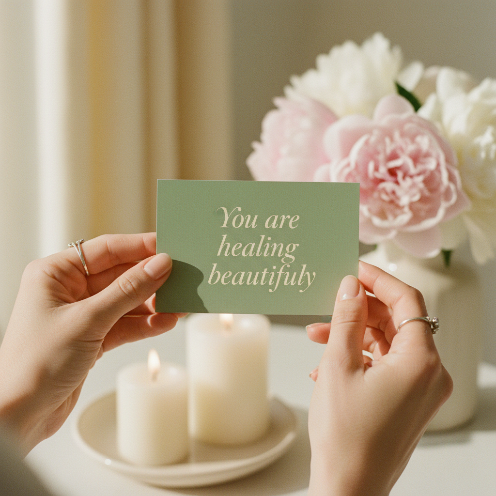 Hands Holding Affirmation Card