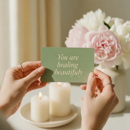 Hands Holding Affirmation Card
