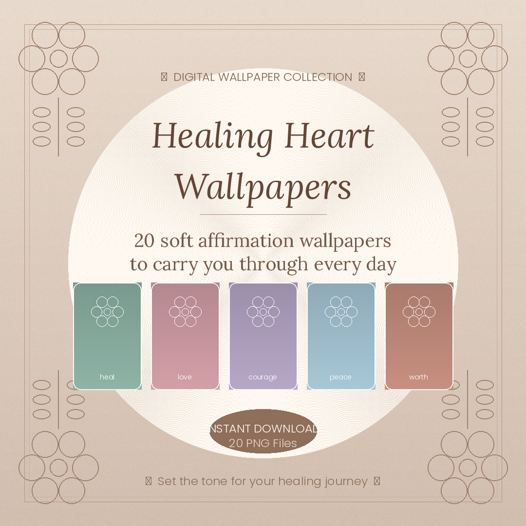 Healing Heart Wallpapers – 20 Soft Affirmation Phone Wallpapers | Instant Digital Download