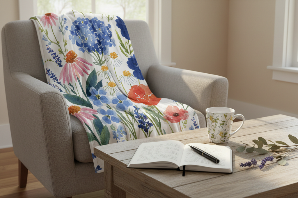 Wildflower Blanket — Cozy Journaling Scene